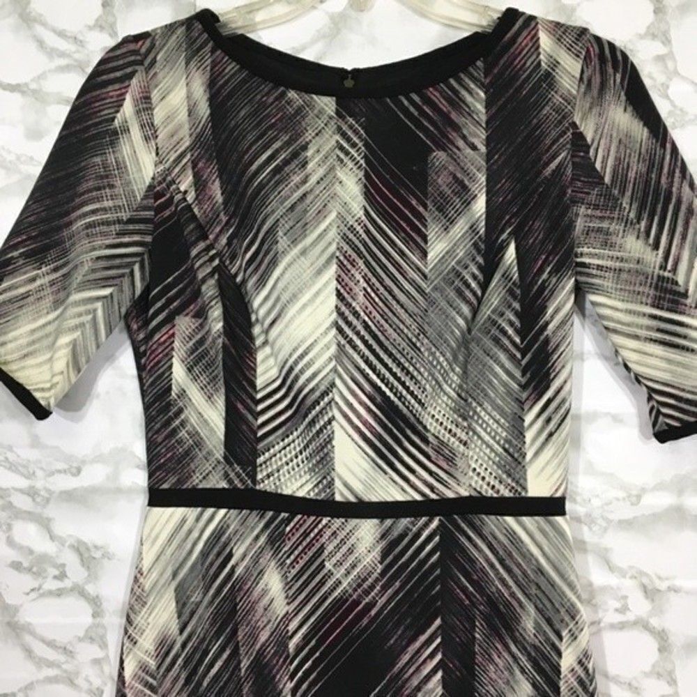 Vince Camuto Black, White & Pale Pink Graphic Sheath Dress - Picture 3 of 13